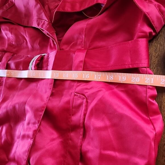 Torrid Womens Red Chiffon Drape Trench Coat Jacket Single Button Size 1 - Picture 9 of 10